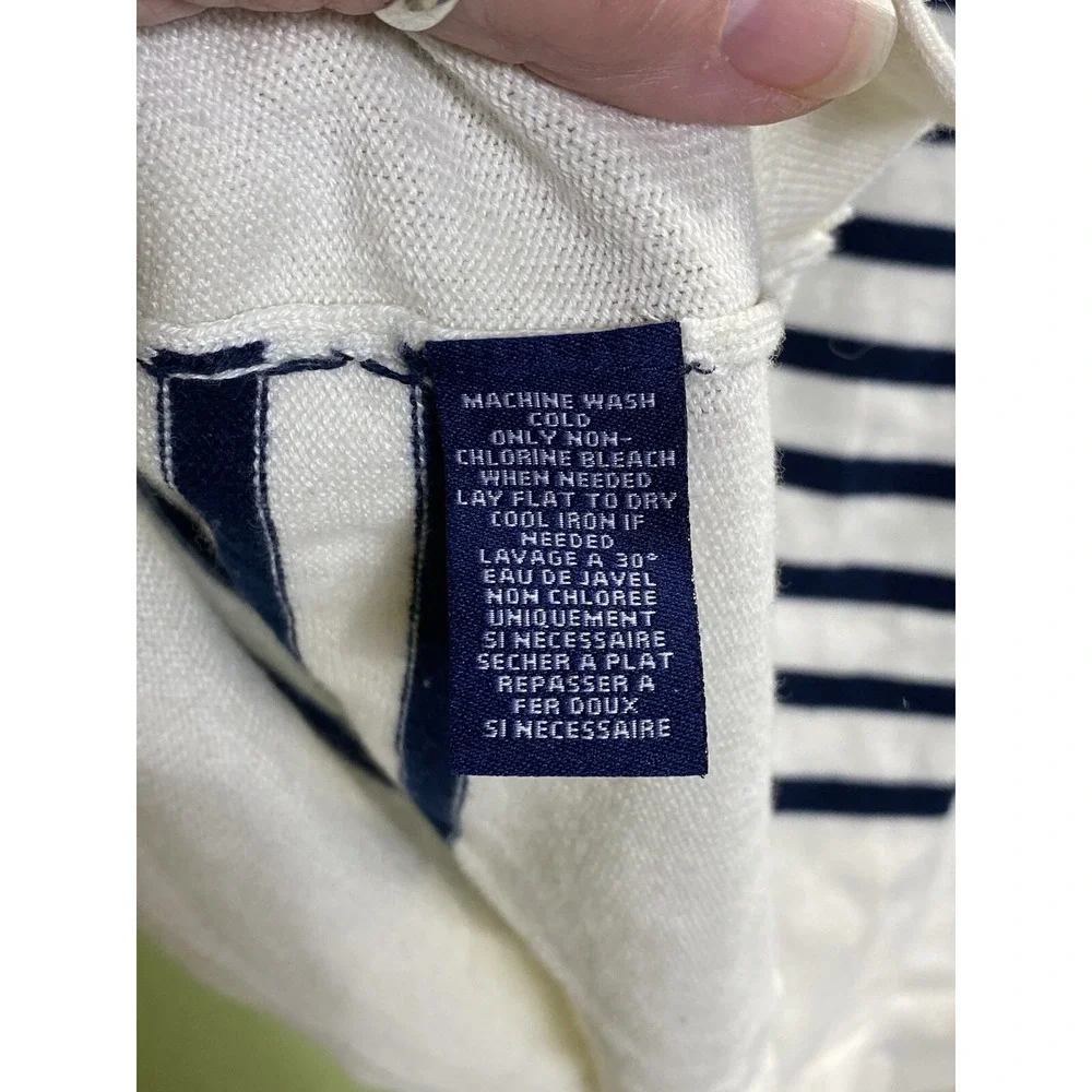 Chaps by Ralph Lauren Women's Size L Long Sleeve sweater navy stripes Coastal - Picture 4 of 6